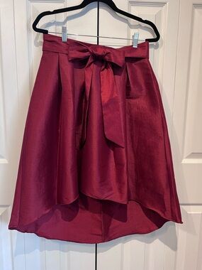 Marina Burgundy/ Red Wine High Low Taffeta Front Tie Skirt Size M